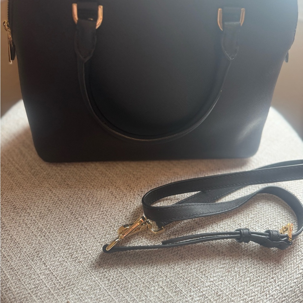 Michael Kors Black Satchel Bag with Gold Accents - Picture 2 of 3